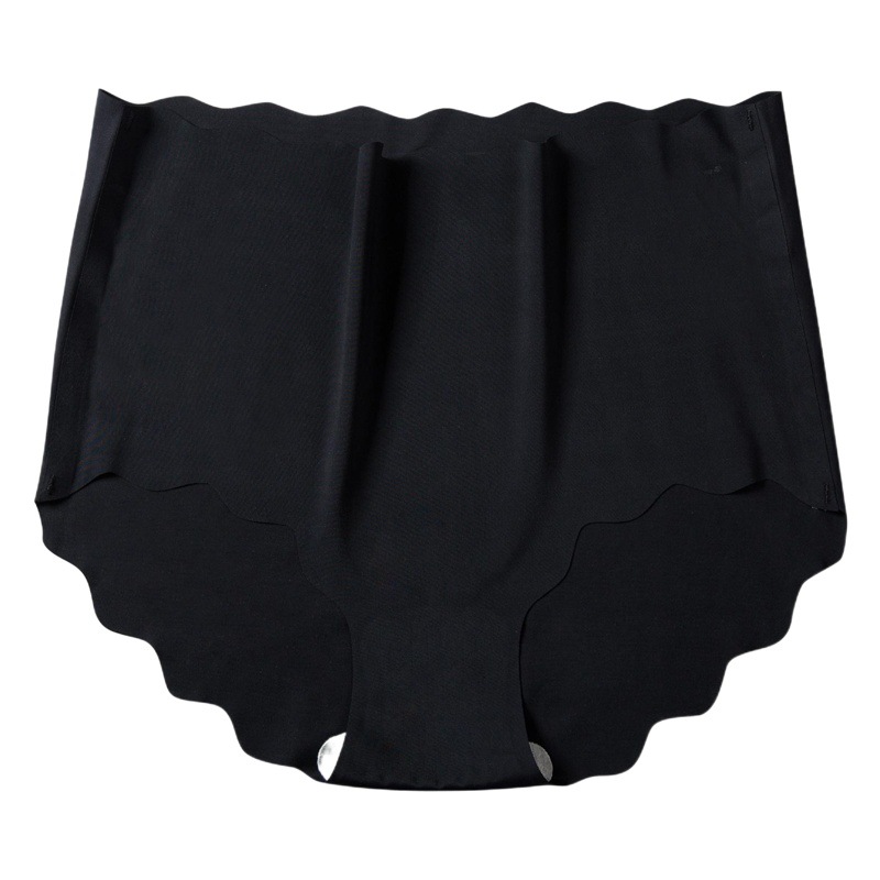 Ice Silk Seamless Ultra-thin Waved Girl's Underwear Solid Color Breathable Large Size High Waist One-piece Women's Briefs