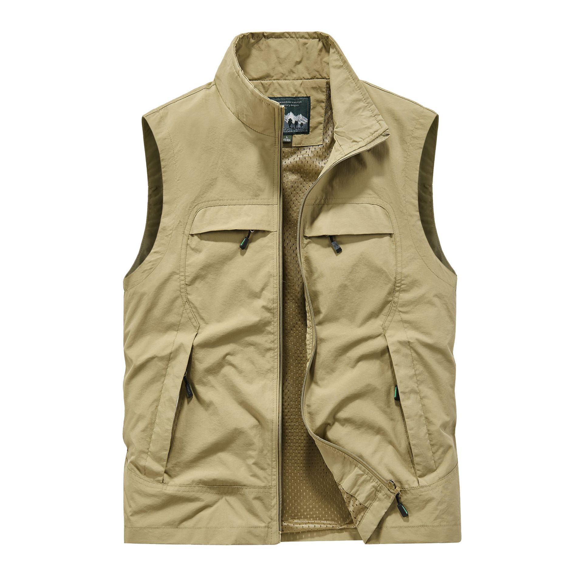 New Outdoor Vest Men's Multi-Pocket Middle-aged and Elderly Loose plus size Workwear Casual Coat Set Logo Group Buying