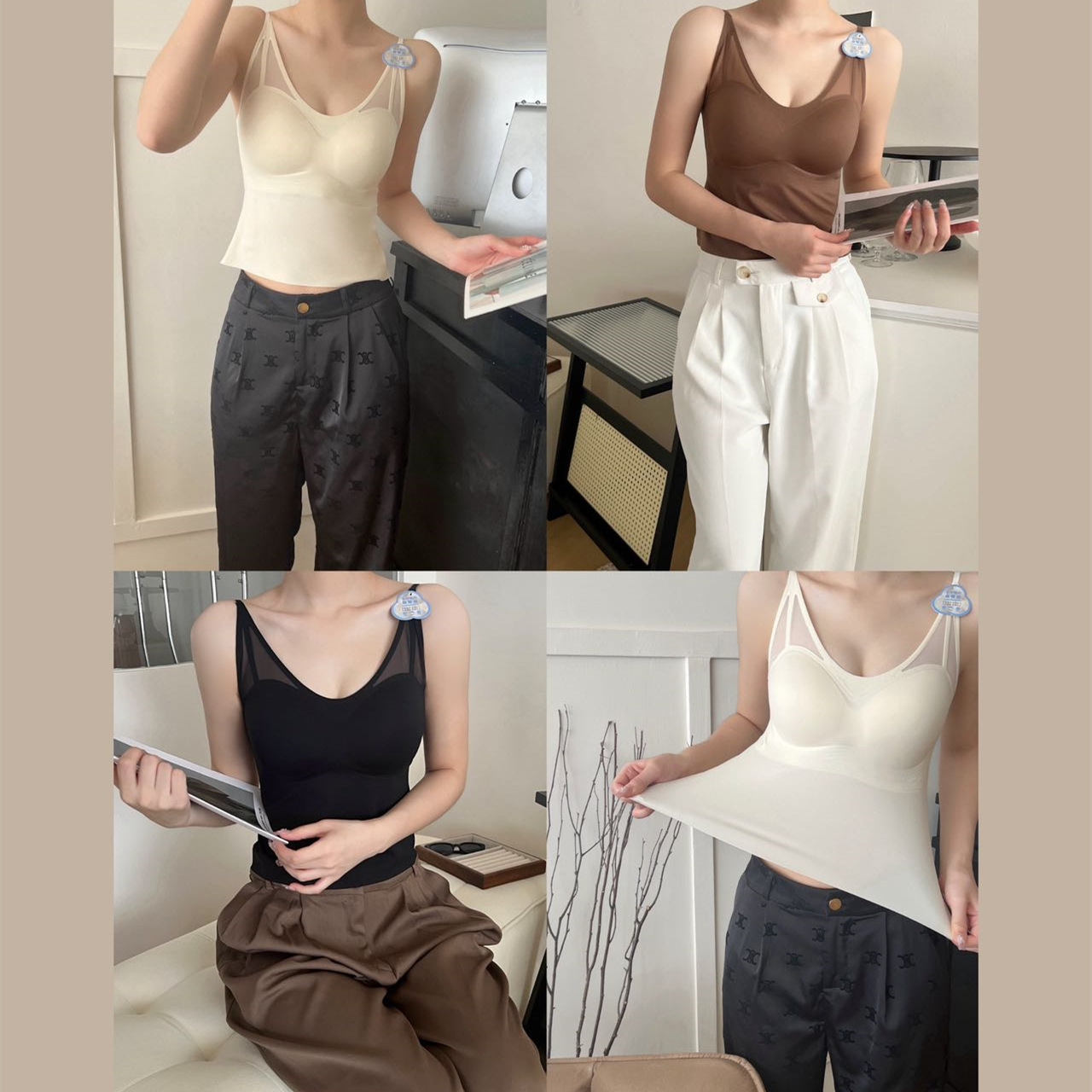 Live Mulberry Silk Lifting Traceless Belt Chest Pad Anti-running Camisole Outer Wear bra plus size Beauty Back Underwear Factory