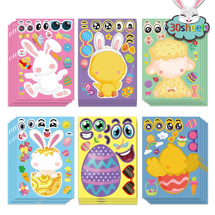 Picture of Easter Bunny Egg Chick Kids Puzzle Fun Stickers Kids Easter Diy Puzzle Sticker