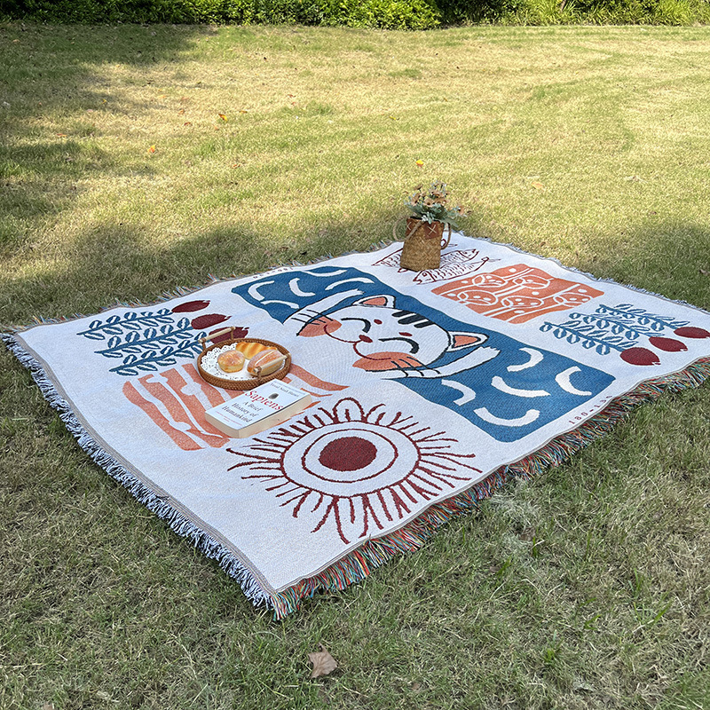 Picture of Picnic mat ins style camping blanket tent floor mat outdoor folding table layout atmosphere decoration essential