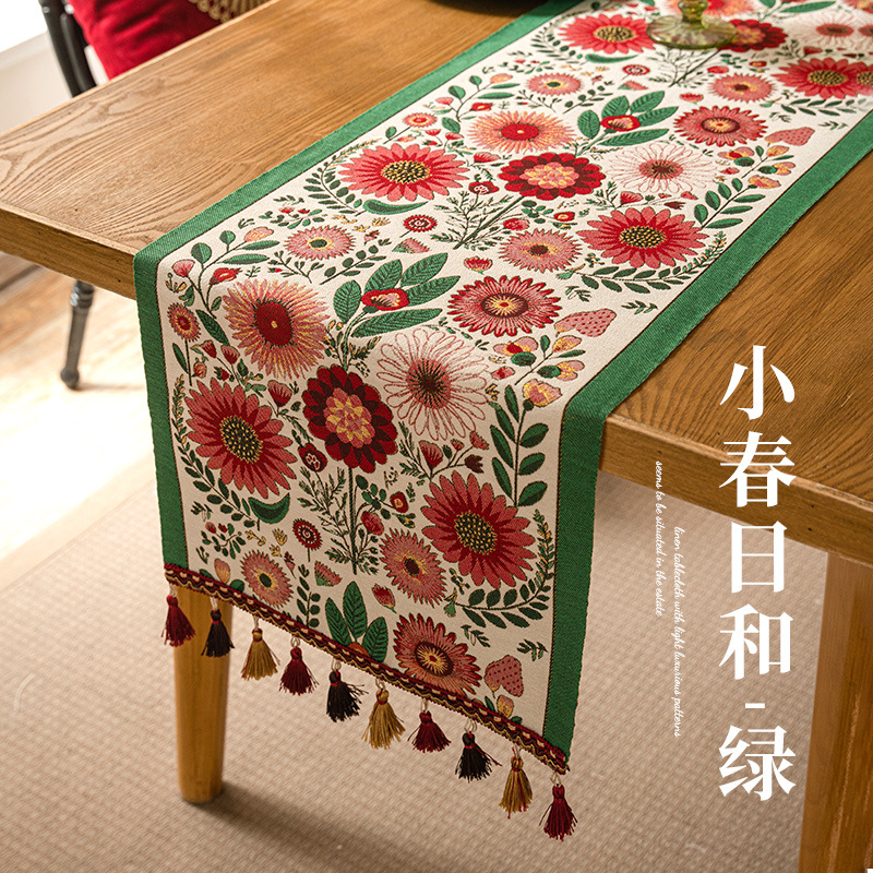 Cross-border Amazon pastoral tablecloth imitation cotton and linen rectangular table flag table mat tea table cloth table cloth in stock wholesale