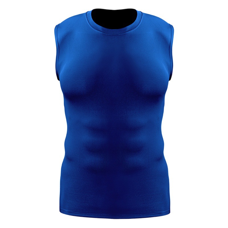 Men's Blank Shoulder Tight Body Building Fitness Yoga Vest Hurdle Running Training Base Top Sportswear