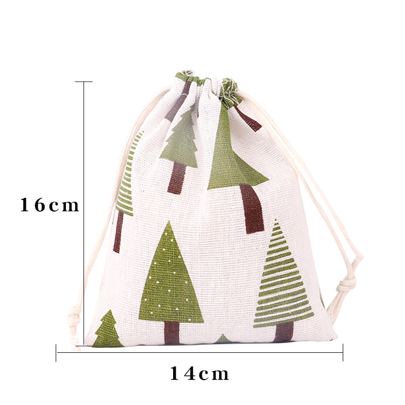 Picture of Printed cotton drawstring bag small bag home travel sundries storage bag Christmas gift packaging bag in stock
