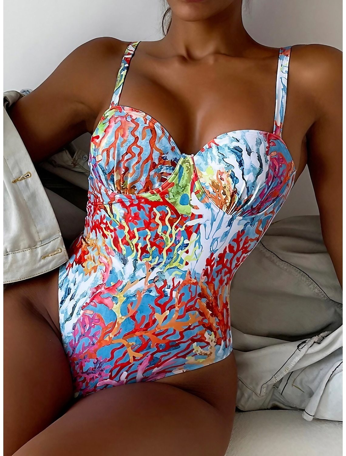 Cross-border Hot Amazon Explosions for Spot Swimwear Women's Body-Covering Flesh Slim Steel Tracer Gather Swimwear