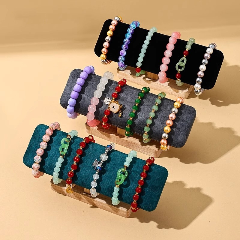 Picture of Jewelry Display Rack Walnut Retro Single-Layer Bracelet Rack Jewelry Store Bracelet Bracelet Display Storage Rack Prop Holder