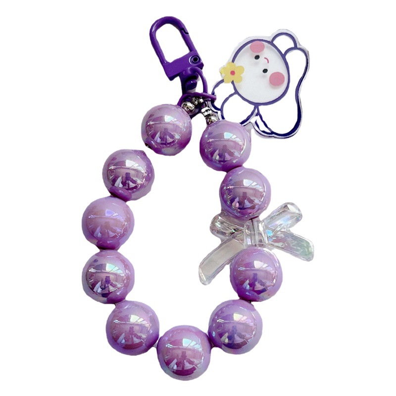 New Mabei Beaded Keychain Little Rabbit Bear Pendant Phone Case Earphone Case DIY Jewelry Girl Hanging Chain