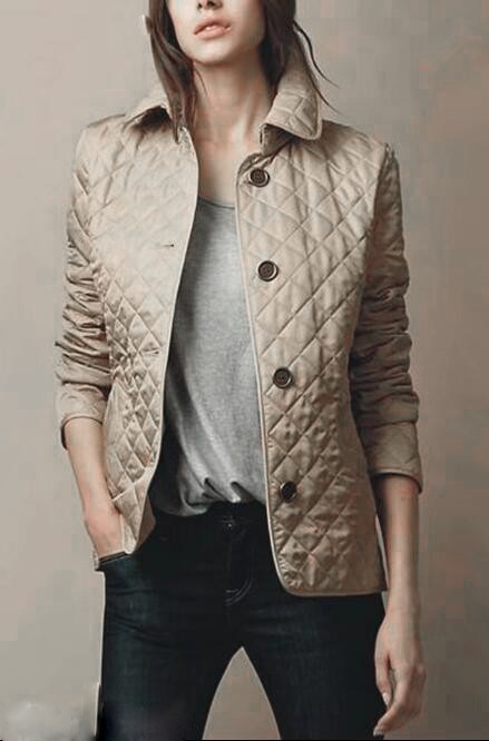 Picture of Wish popular AliExpress European and American fashion temperament lapel single-breasted slim-fit warm spinning cotton-padded jacket in stock