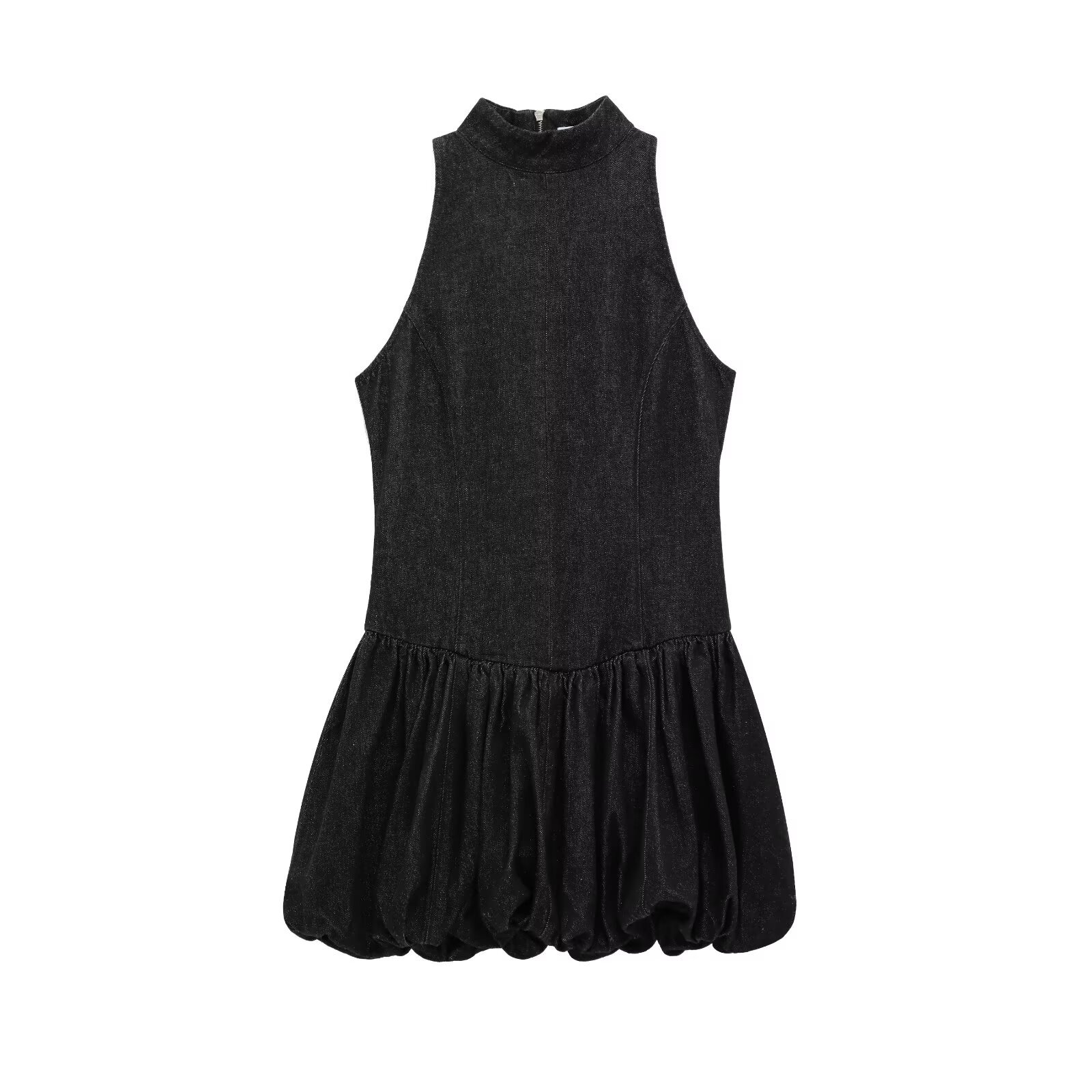 ZA cross-border women's clothing wholesale European and American style temperament Joker balloon version sleeveless Denim dress 6929289