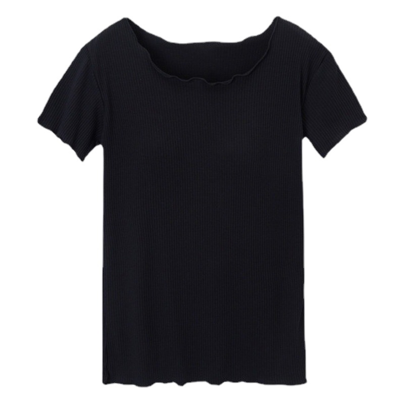 Solid color T-shirt women's summer slim fit versatile top thin half sleeve modal solid color base shirt fungus round neck short sleeve