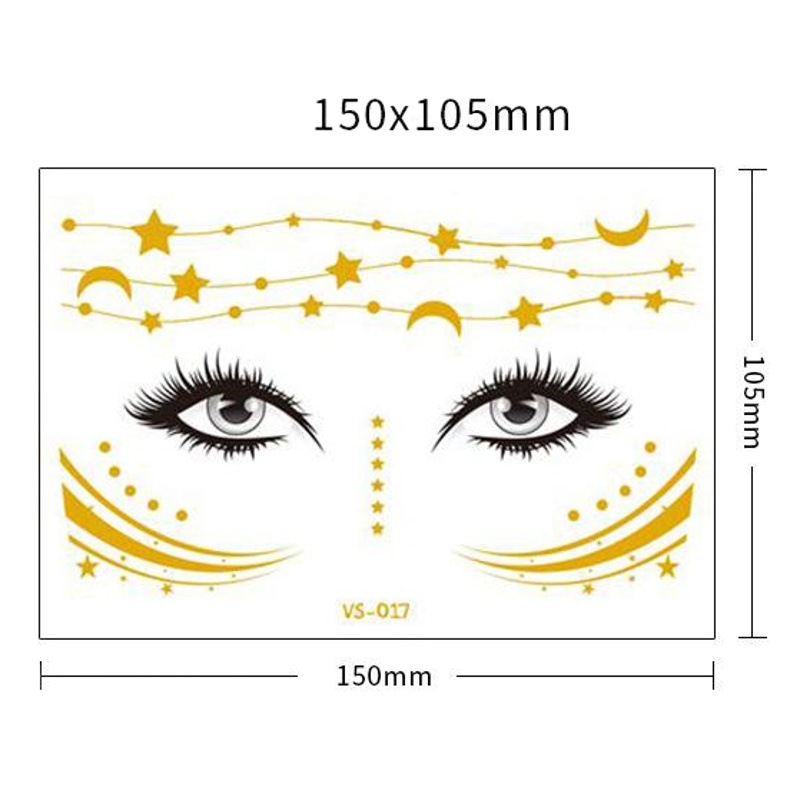 Cross-border Supply Waterproof Bronzing Electric Syllable Tattoo Sticker European and American Carnival Party Face Sticker Masquerade Freckles