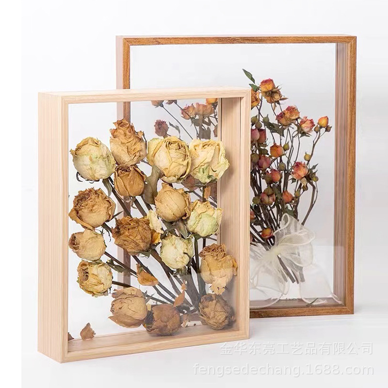 Picture of Dried flower photo frame double-sided transparent frame wholesale DIY three-dimensional hollow handmade creative dry rose photo frame manufacturers