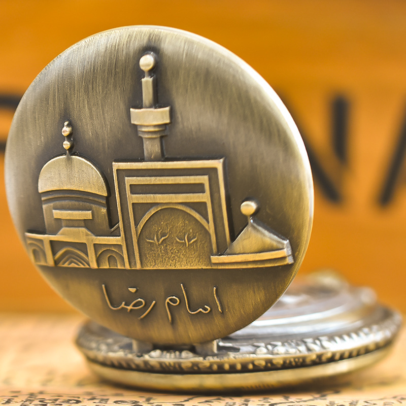 Ethnic Style Characteristic Tianfang Mosque Pocket Watch Foreign Trade Retro Flip Necklace Chain Hanging Watch Tourism Commemorative Watch
