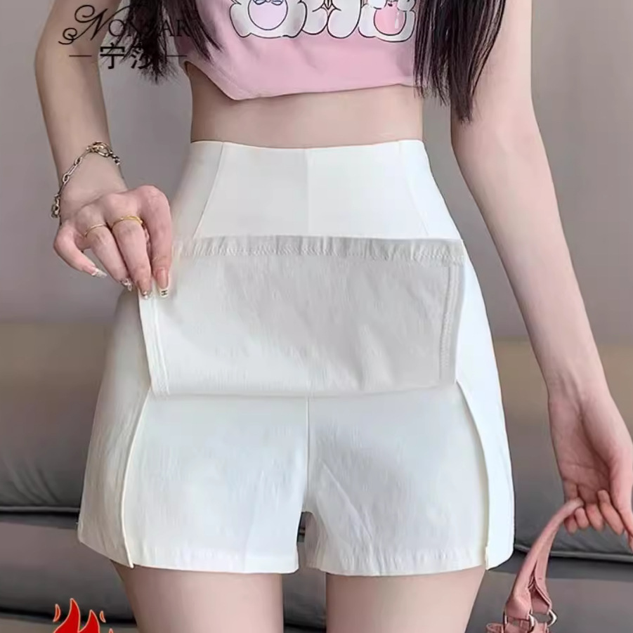 Half-length skirt high waist slimming 2024 summer new ladies A- word all-match small pants skirt overalls hip