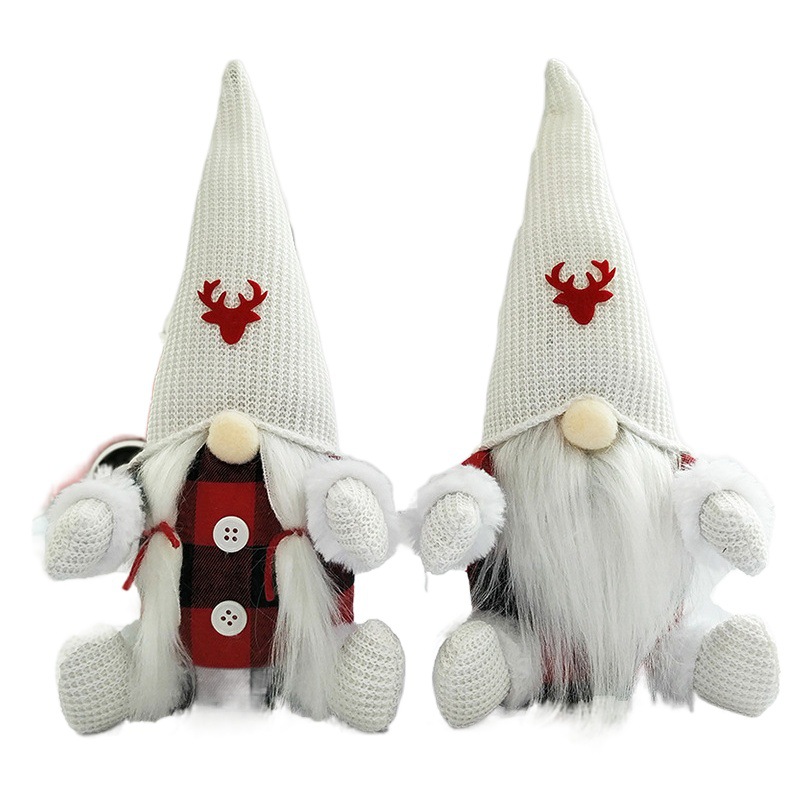 Christmas Decorations Christmas Doll Home Window Christmas Ornaments Red Black Plaid Faceless Old Man Doll