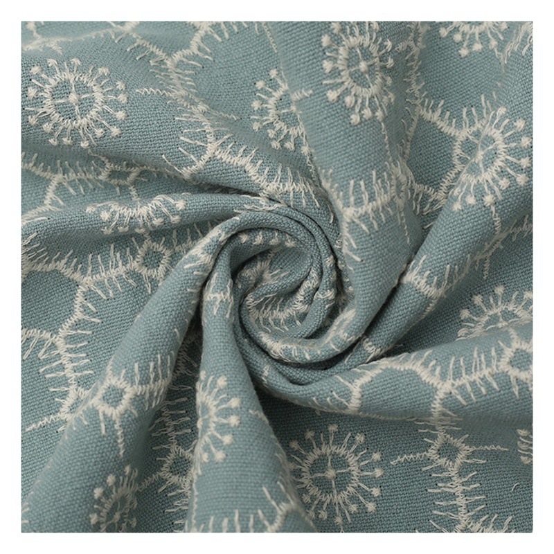 Manufacturer in stock cotton and linen embroidery cloth anemone embroidery fabric Zhi Chuan Ming style cloth handmade cloth bag fabric