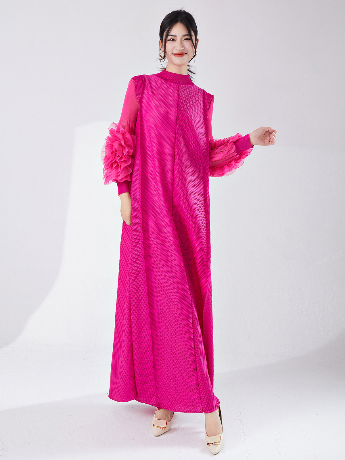Picture of Cross-Border Aliexpress Popular Miyake Dress Long Skirt Loose Large Size High-End Women's Elegant Dress Skirt