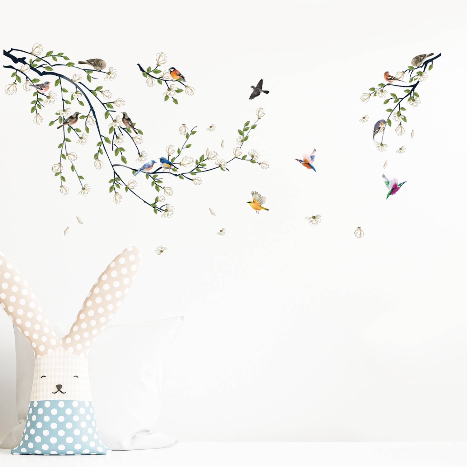 Creative personality Magnolia Branch Bird home bedroom sofa background decoration removable sticker mup1234