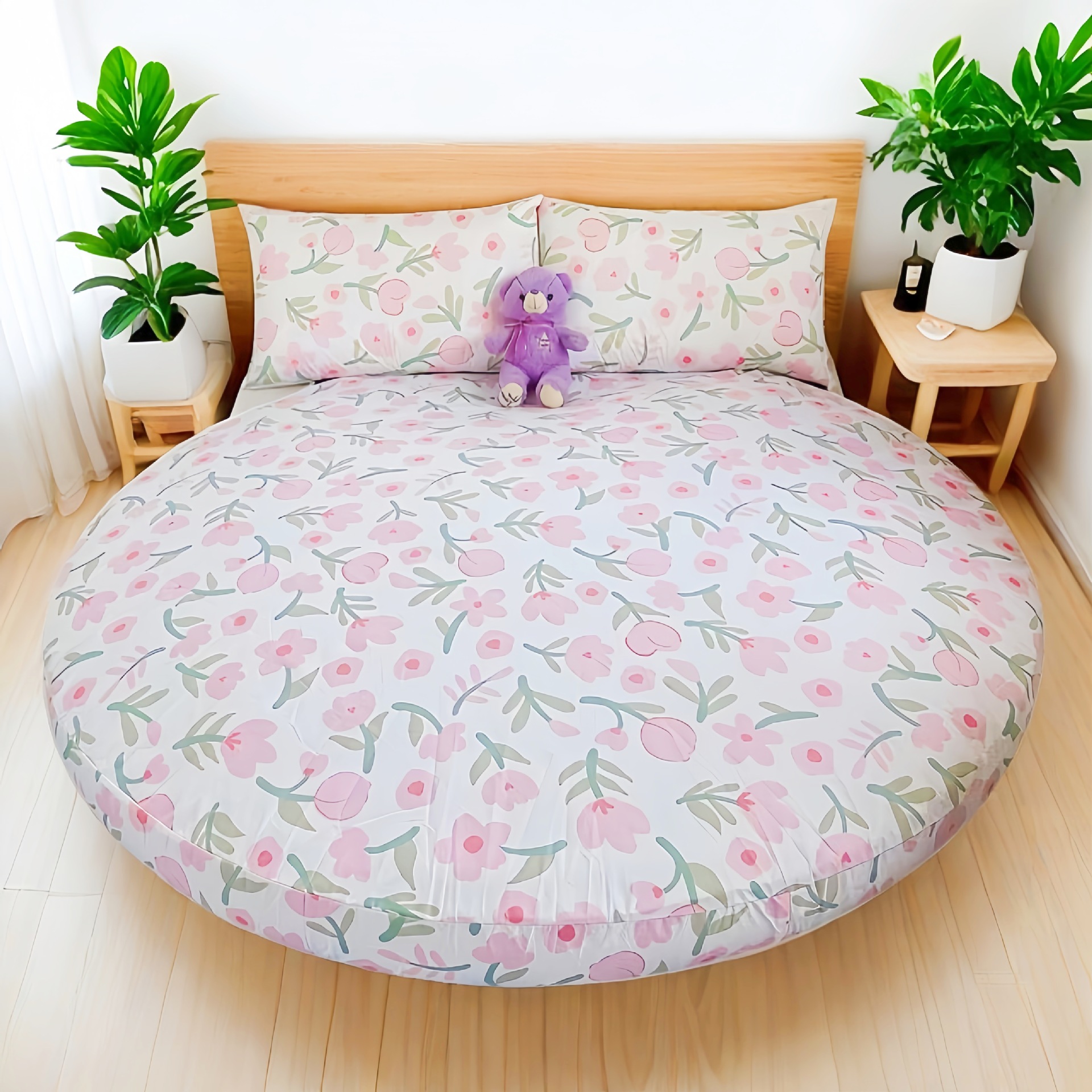Picture of Cross-border Amazon Shrimp Hotel Round Waterproof Round Bed Cover Four-piece Bed Cover Simmons Mattress Cover Dust-proof