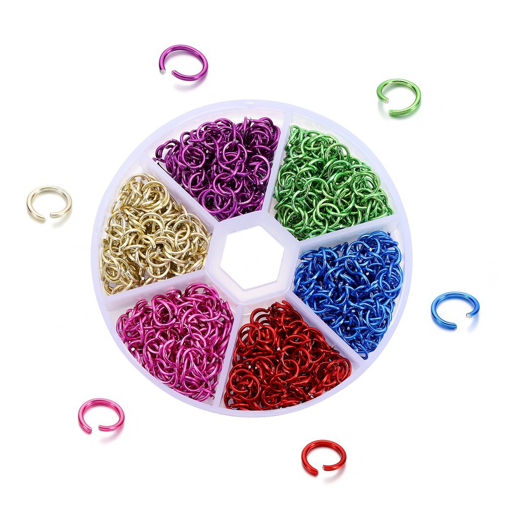 Picture of DIY jewelry accessories jump ring connecting ring open ring 6mm six grid boxed color aluminum ring earrings Accessories Wholesale