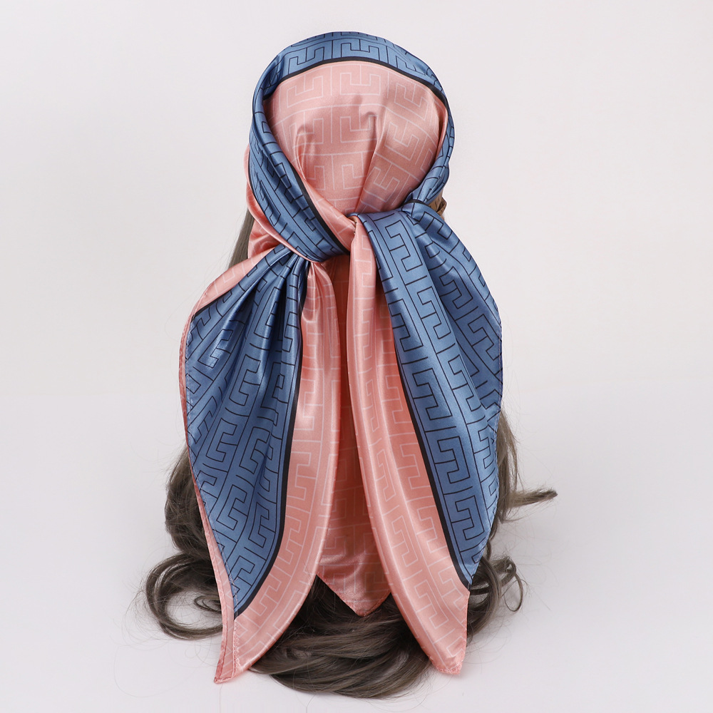 Picture of Simulated Silk Scarf Women's Headscarf 90*90cm Square Scarf Pattern Scarf Shawl European and American Cross-Border Scarf Wholesale