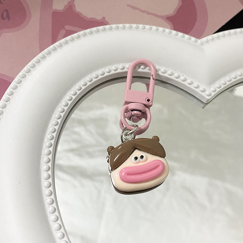 Picture of Ugly cute cartoon fried potato keychain big mouth monster pendant schoolbag pencil case Student girl heart ornaments