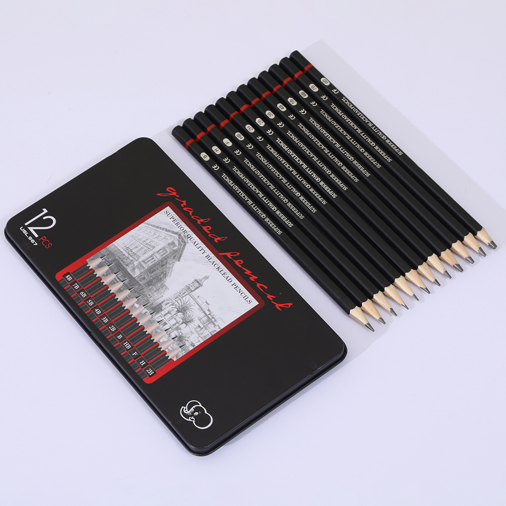 2H-8B Sketch Pencil Iron Boxed Cross-border Sketch Pencil suit for Beginners Sketch Sketch Pen