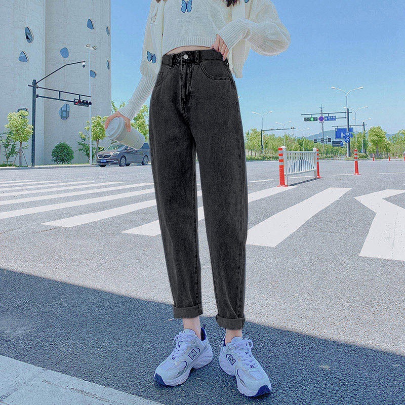 Picture of High waist jeans women's loose harem pants 2022autumn and winter casual straight slimming cropped radish daddy pants
