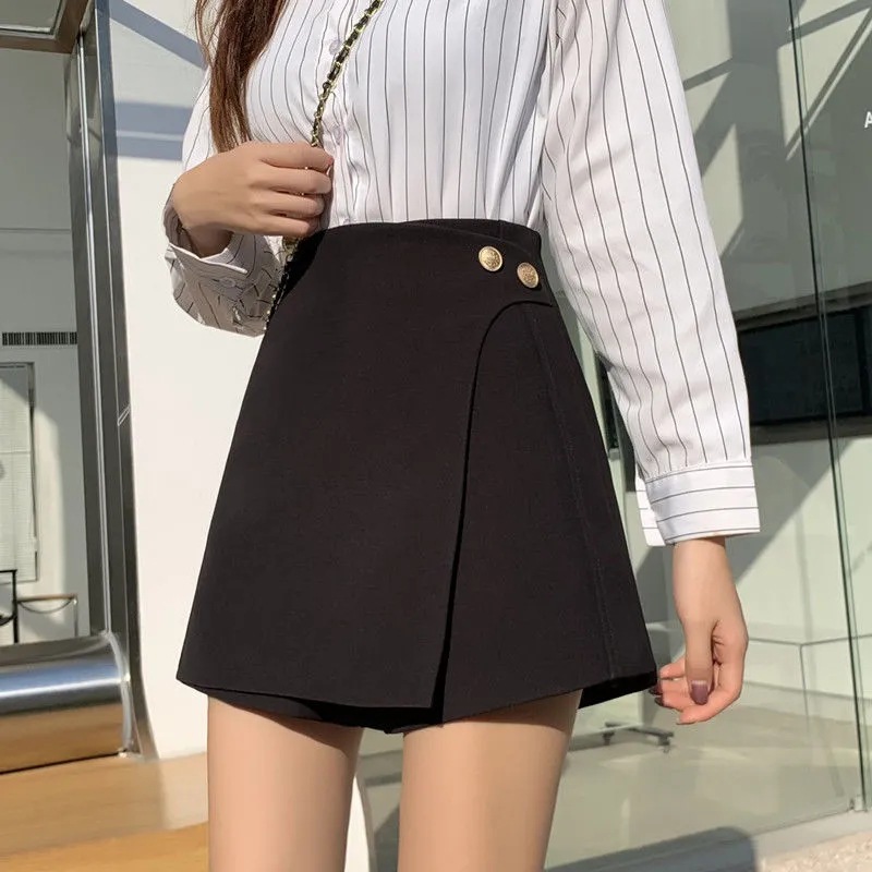 Large Size Plump Girl Irregular A- Line Skirt Women's Spring and Summer New High Waist All-Match Wide Leg Suit Short Pants Skirt for Women