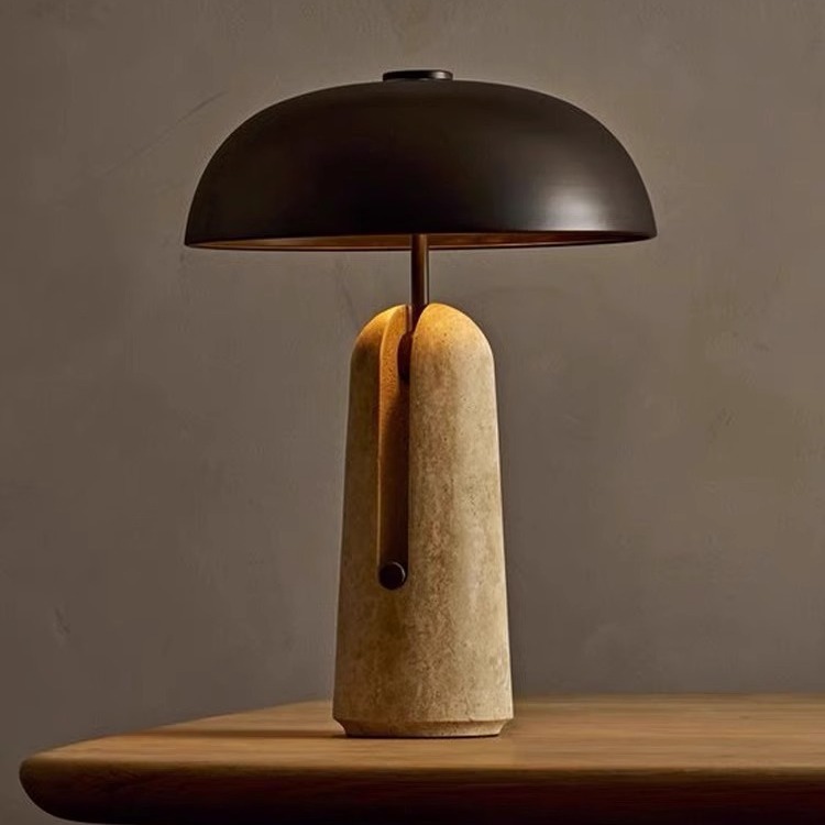 2024 Cave Stone Mushroom Silent Wind Table Lamp Living Room Bedroom Study Designer Bedside Eye Protection Table Lamp