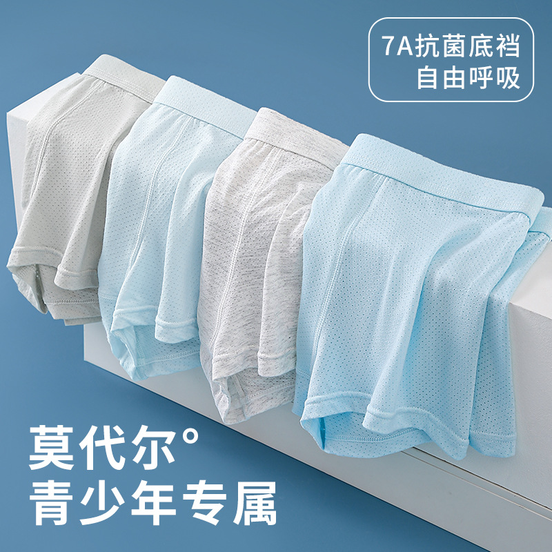 Picture of Youth underwear boys' breathable mesh middle school students' underwear boxer summer middle school students' modal