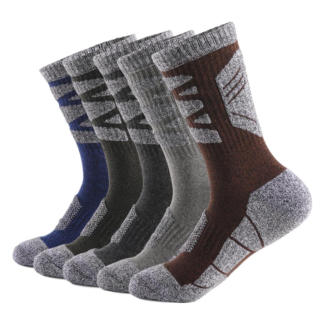 Two Wolf Men's Thickened Towel Bottom Outdoor Hiking Socks Cotton Sweat-Absorbent Deodorant Breathable Mid-Tube Sports Socks