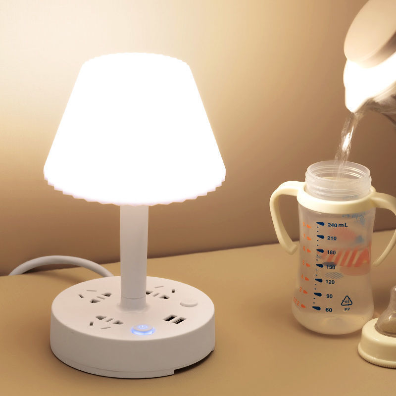 Multifunctional USB socket desk lamp home dormitory bedside LED eye protection desk lamp with plug-in bedroom soft light multi-purpose lamp