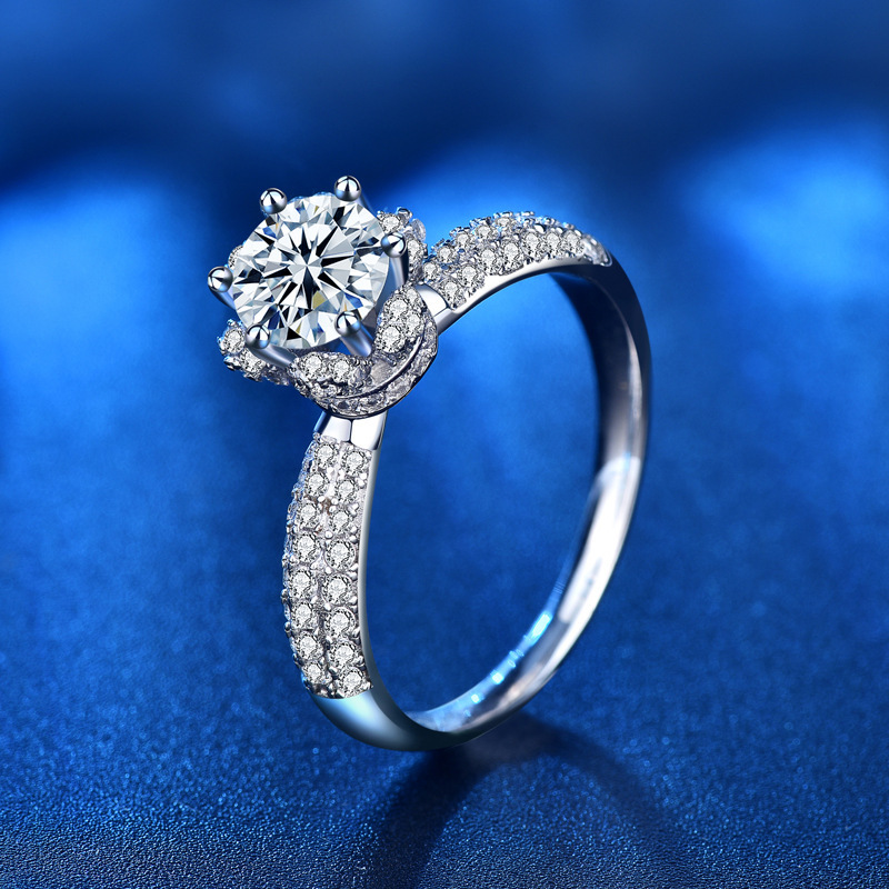 Picture of Clearance pt950 ring Women's sterling silver personality ice queen 1 karat moissanite six claw engagement diamond ring 1 karat