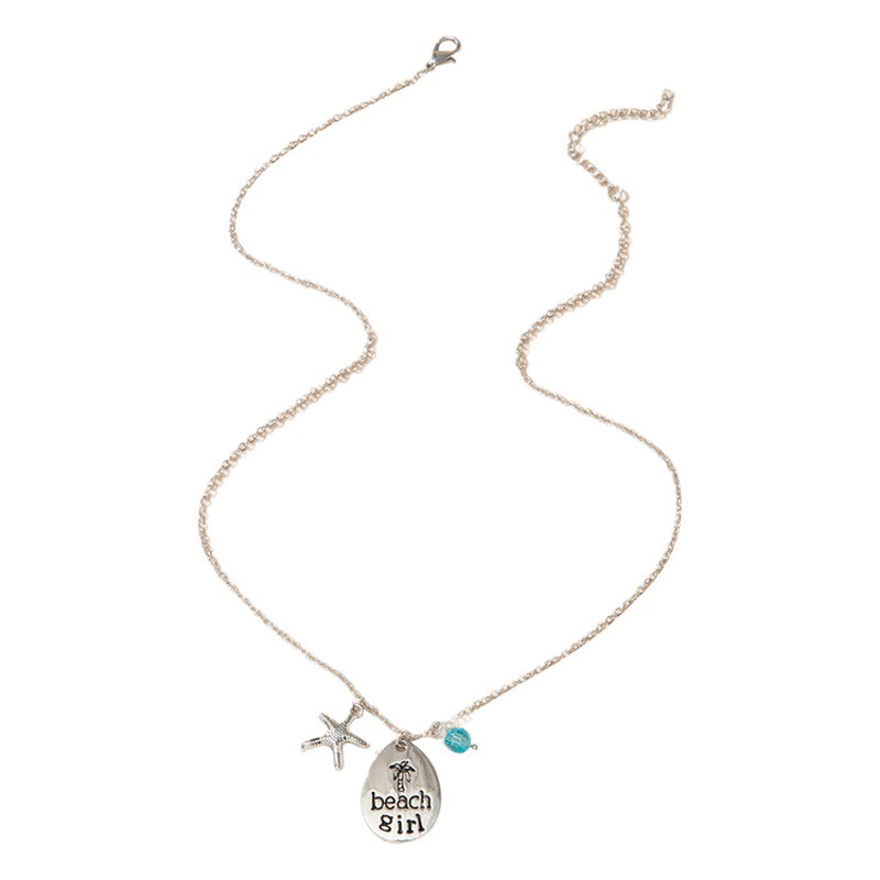 Beautiful colored sea glass pendant necklace women ins style design sense niche ocean style cartoon sweater chain wholesale