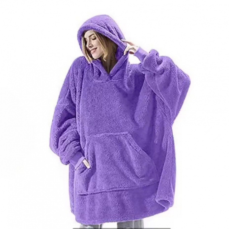 Picture of Cross-border Amazon Autumn and Winter Comfortable Loose Double-sided Fleece Hoodie Thickened Wearable Blanket Couple's New Home Clothes
