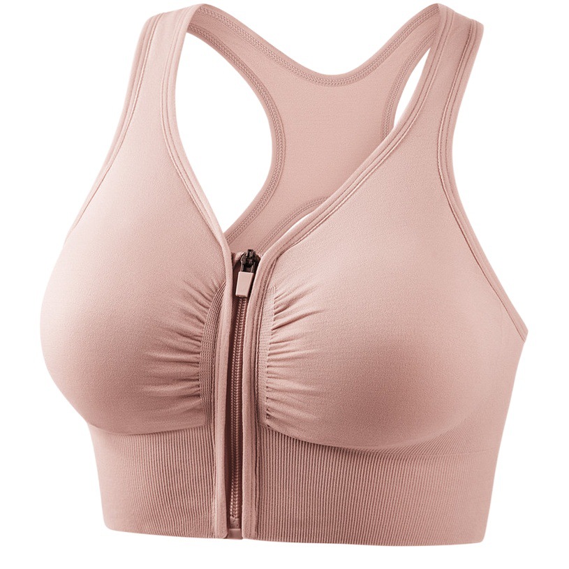 Shockproof Push-up Large Size Running Yoga Fitness Sports Bra Hollow Beauty Back Front Zipper Sports Underwear for Women