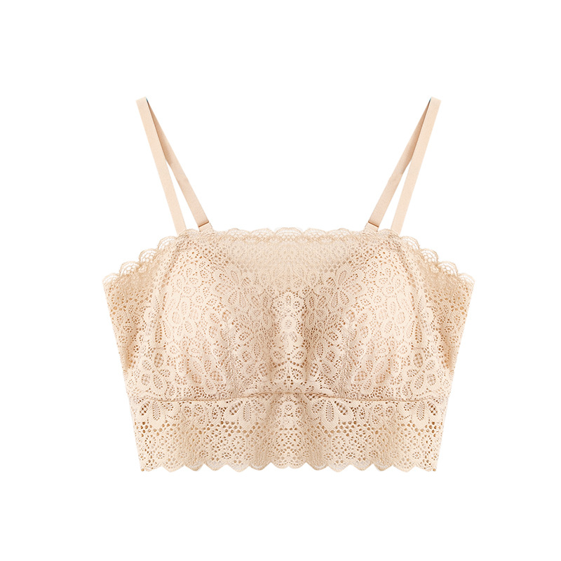 Picture of Tangge Silk Lace Rimless Tube-type Vest-type Bra Women's Anti-light Mulberry Silk Underwear Sling Bra