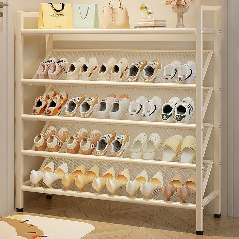 Shoe rack multi-layer household small narrow doorway rental room stainless steel simple shoe cabinet indoor shoe storage artifact