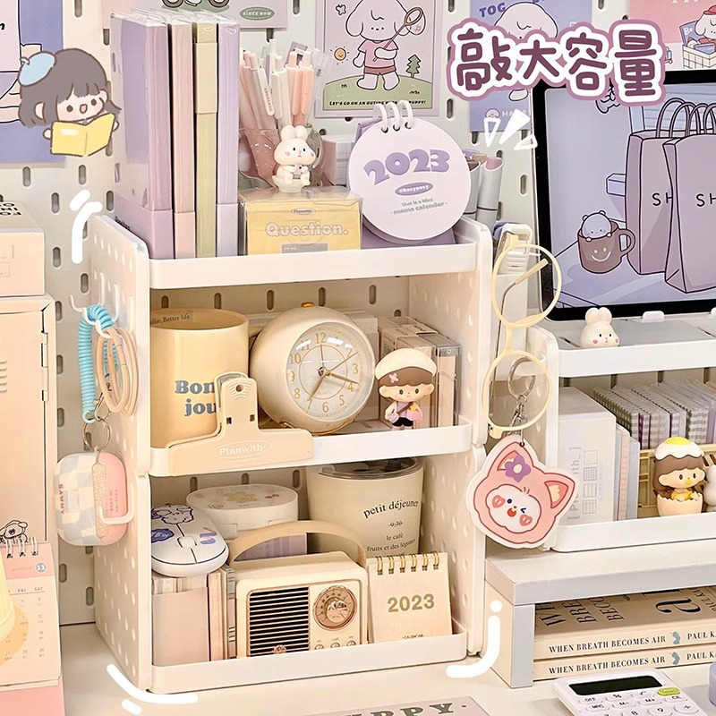 Picture of Desktop Storage Shelf Hole Board Pen Holder Office Table Storage Rack Artifact Station Desk Desk Storage Box