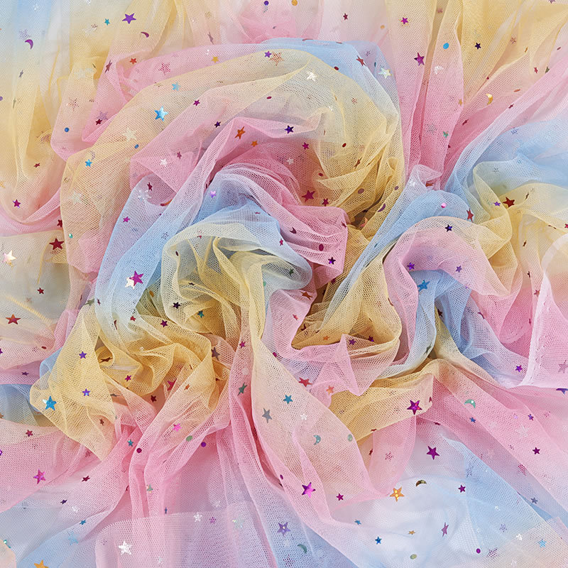 Picture of Scattered Tulle Yarn American Mesh Star Mesh Gauze Love Sequin Bronzing Fabric Mesh Sequin Fabric