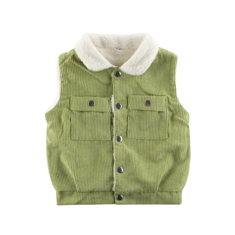 Picture of Spring Kidsren's Clothing Kidsren's Vest New 2024 Boys' Lamb Velvet Fleece-Lined Baby Clothing Warm Tops