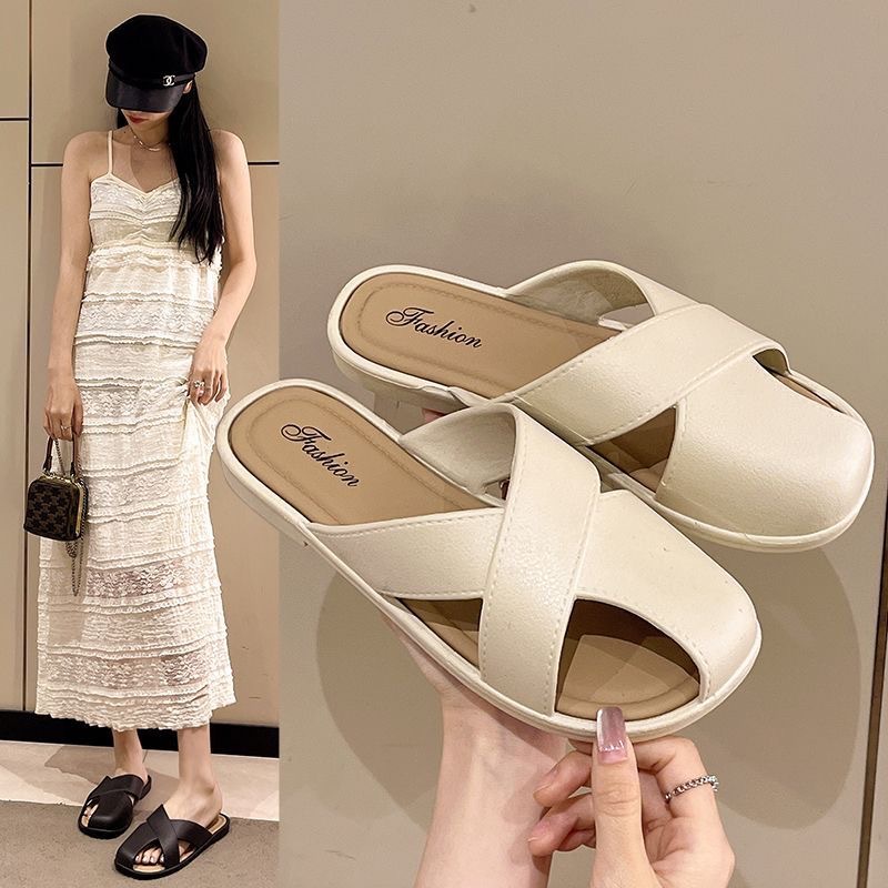 New Style Women's Closed-Toe Slippers, Trendy and Casual Fairy-Style Lazy Slippers with Hollow Design, Wholesale