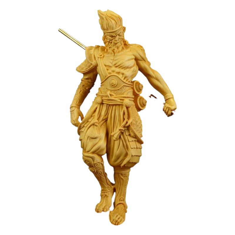 Black Myth Wukong Characters Fight to Overpower Buddha Wooden Car Ornaments Zodiac Game Peripheral Handlehold Pieces of Yellow Poplar Carving
