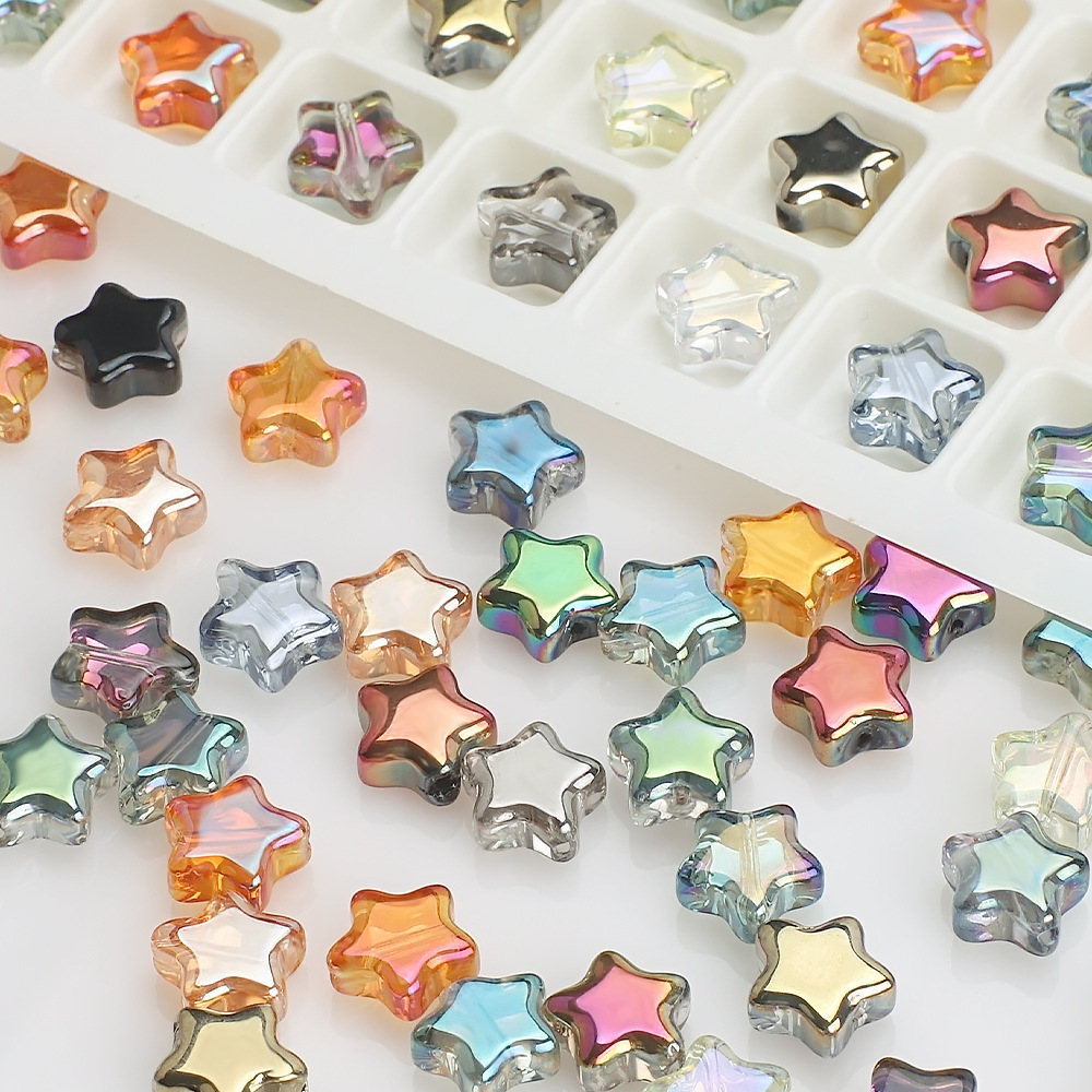 Five-Pointed Star Accessories 8mm Glass Beads Crystal Pendant DIY Hair Accessories Necklace Earrings Bracelet Beading Material Accessories