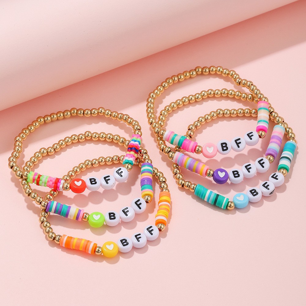 Picture of Luminous Love Round Bead Bracelet suit Soft Pottery Bracelet in stock BFF Butterfly Flower Bracelet Cross-border Exclusive for Yiwu