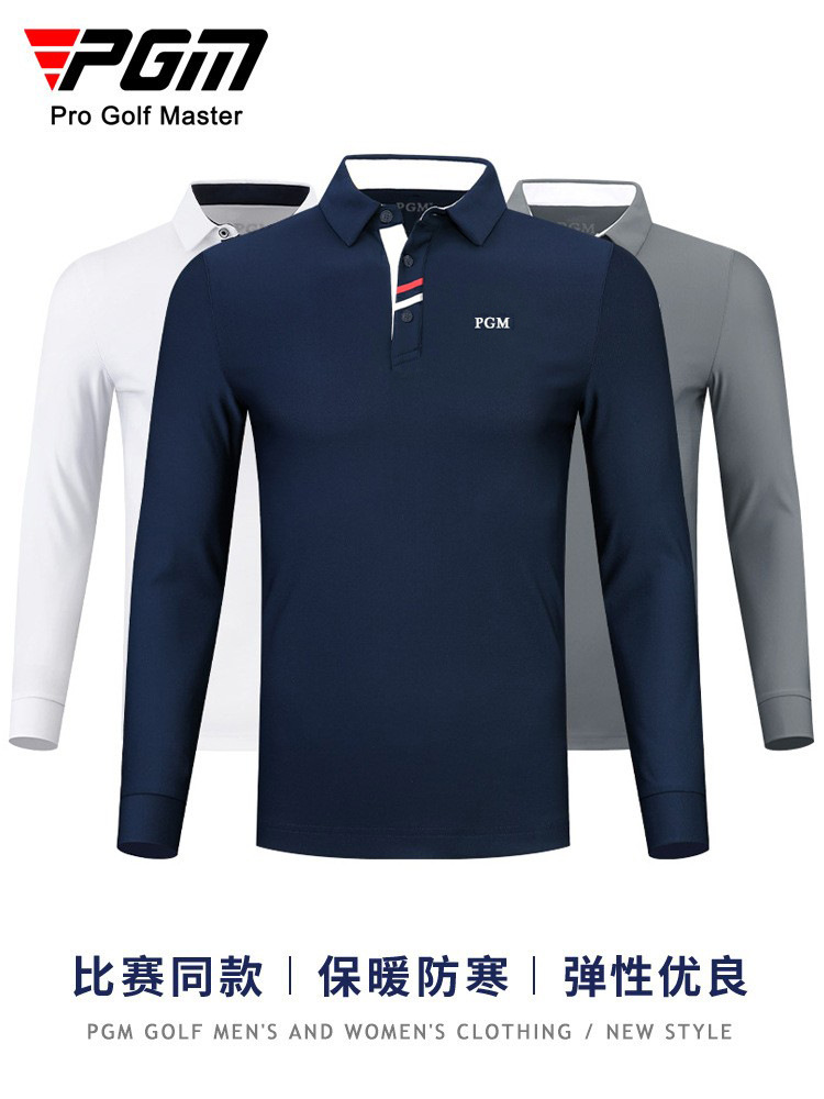 Pgm Golf Clothes Men's Long-Sleeved T-Shirt Autumn and Winter Golf Warm Tops Clothing Men's Lapel Polo Shirt