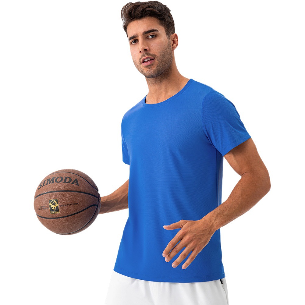 Men's Summer Quick-drying Sports Short-sleeved Nylon Loose Casual Breathable Fitness T-shirt Round Neck Running Top 31223