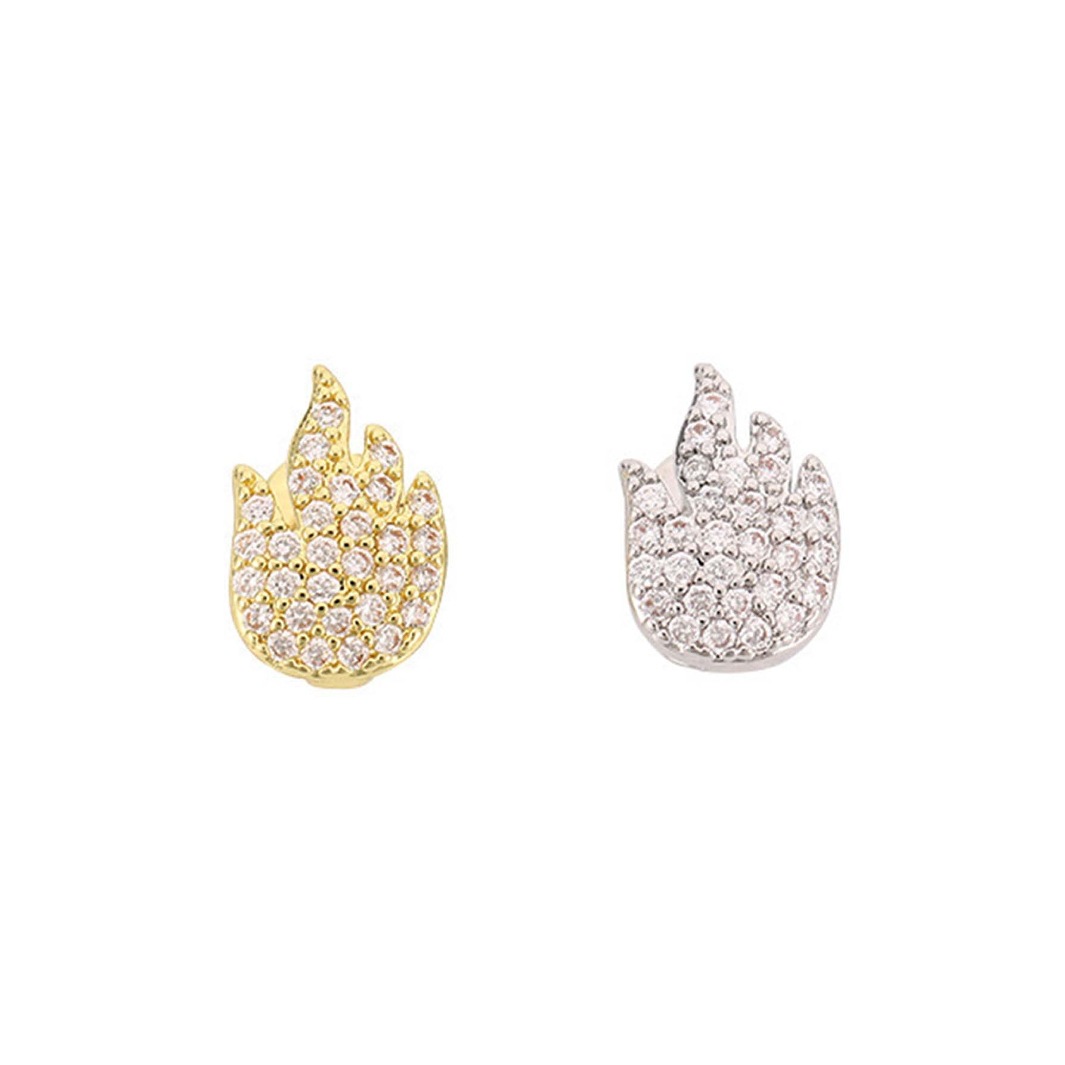 Picture of Amazon Hot Sale Christmas Flame Single Braces Full Zirconium Hip Hop Gold Plated Braces bling Micro Zircon