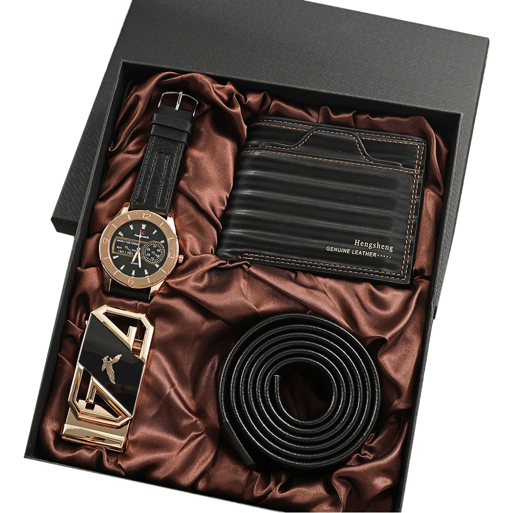 Men's Watch Business Gift Set Holiday Birthday Gift Wallet Pen 4Pcs/Set Exquisite